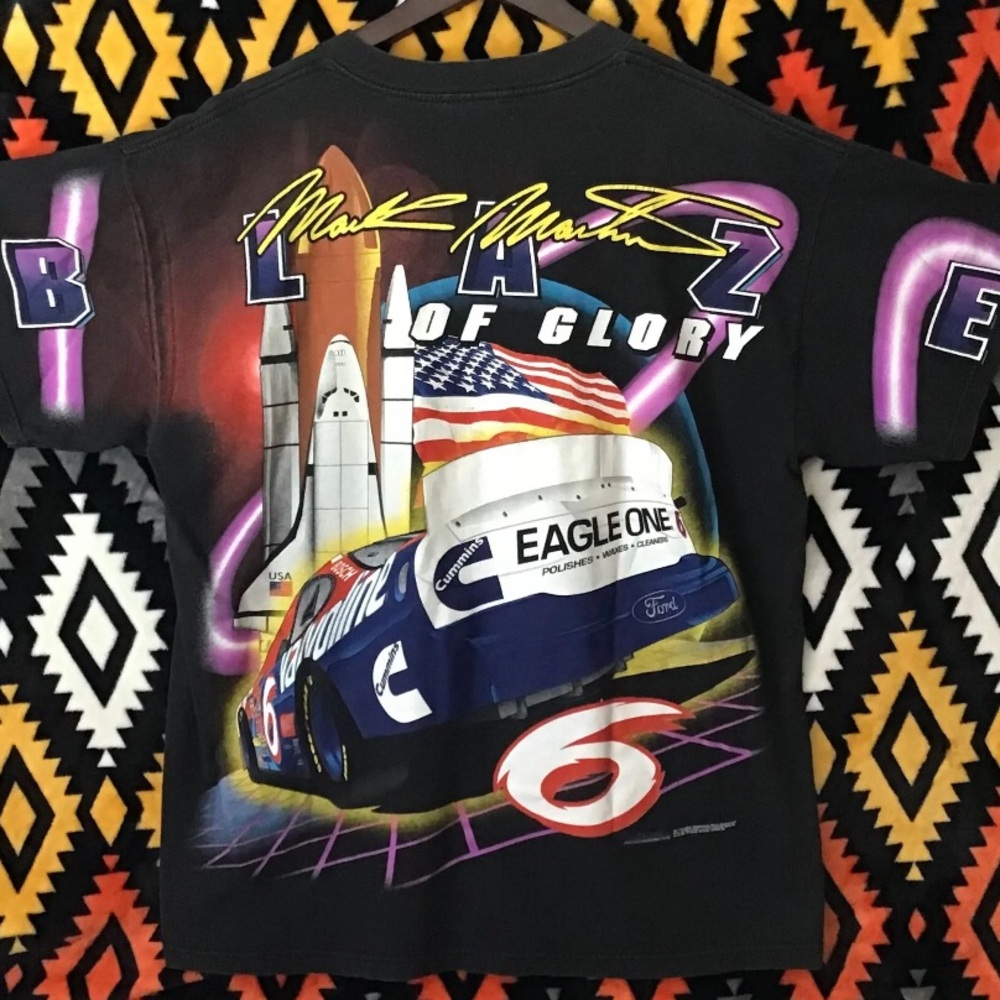 Vintage 90's Mark Martin Blaze of Glory AOP Tee XL